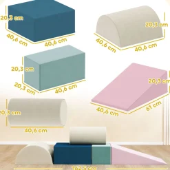 Set de 5 bloques de construcción Homcom fundas extraíbles +6 meses multicolor