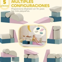 Set de 5 bloques de construcción Homcom fundas extraíbles +6 meses multicolor