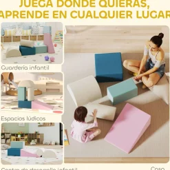 Set de 5 bloques de construcción Homcom fundas extraíbles +6 meses multicolor