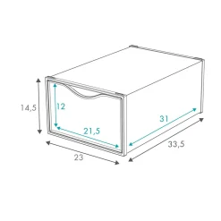 Set de 6 cajas de almacenaje con apertura frontal 14,5x23x33,5 cm