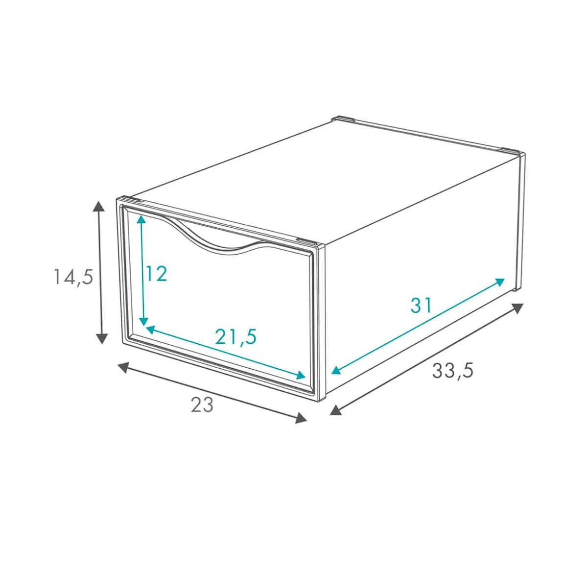 Set de 6 cajas de almacenaje con apertura frontal 14,5x23x33,5 cm
