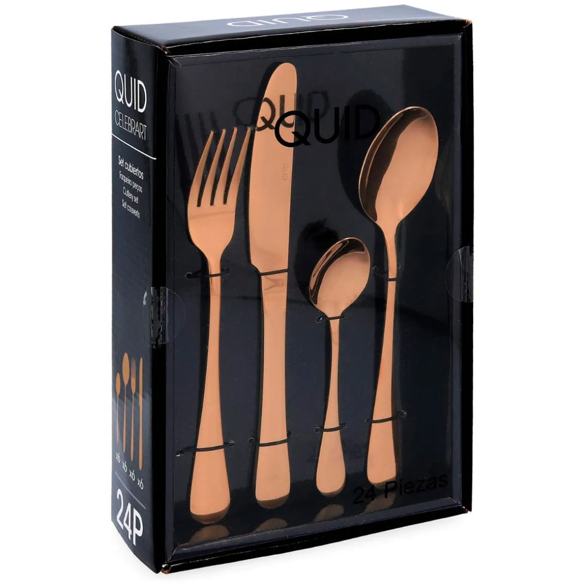 Set de 24 cubiertos Celebrart Quid 6 comensales cobre