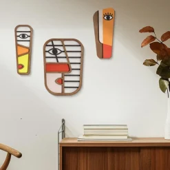 Set de 3 decoraciones Meru de pared multicolor