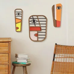 Set de 3 decoraciones Meru de pared multicolor