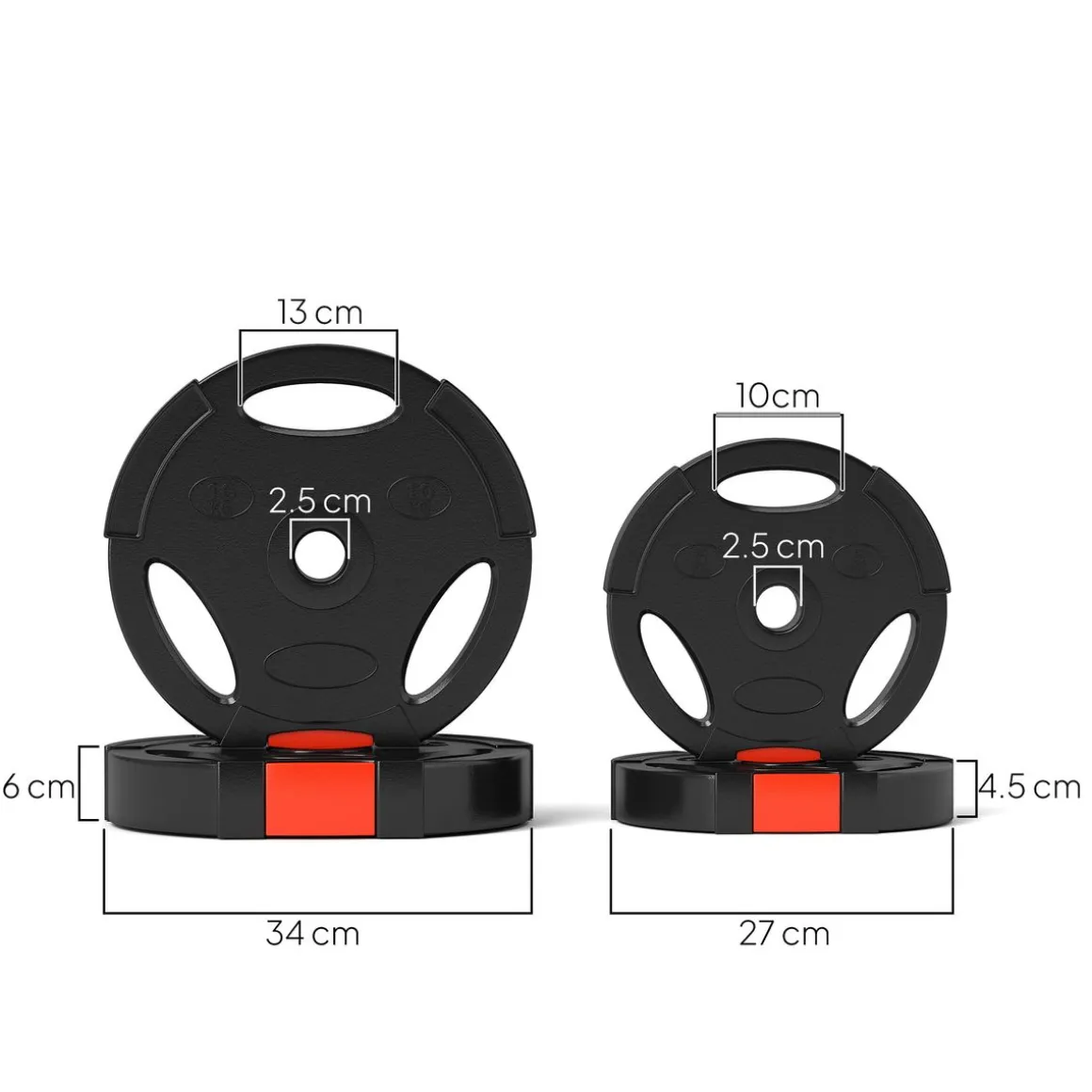 Set de 4 discos de pesas SportNow 5-10kg con orificio central negro