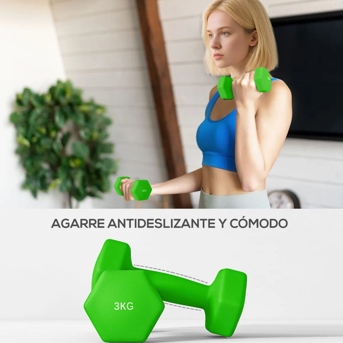 Set de 6 mancuernas SportNow 1-2-3kg con almacenamiento multicolor