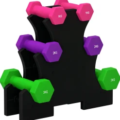 Set de 6 mancuernas SportNow 1-2-3kg con almacenamiento multicolor