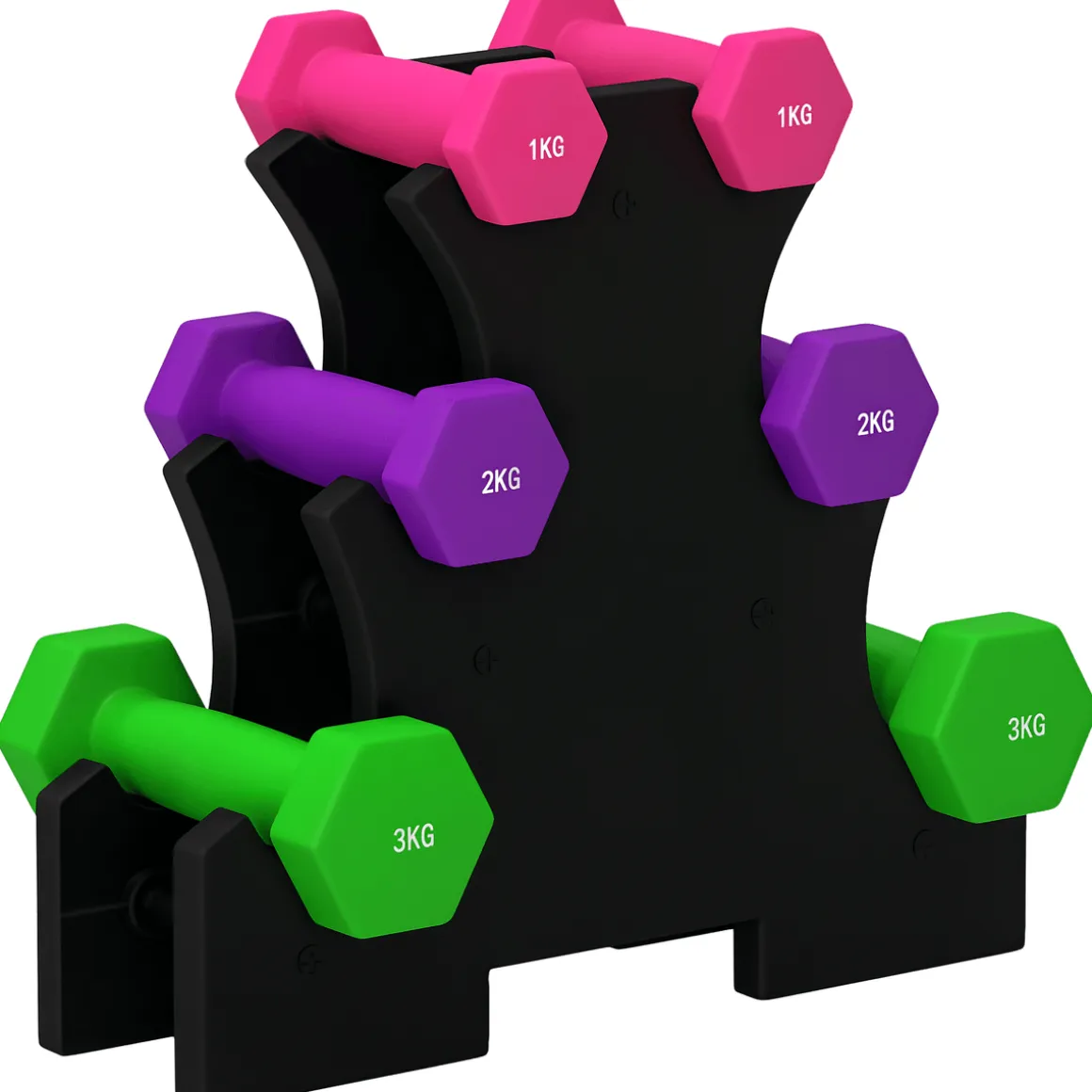 Set de 6 mancuernas SportNow 1-2-3kg con almacenamiento multicolor