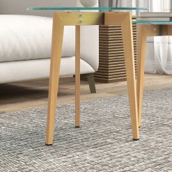 Set de 2 mesas auxiliares Primavera Homcom diseño fijo natural