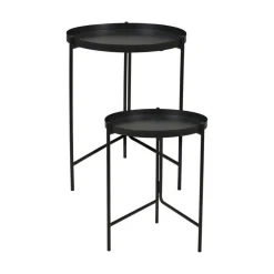 Set de 2 mesas auxiliares negro Ø36/Ø31 cm