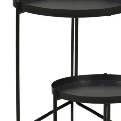 Set de 2 mesas auxiliares negro Ø36/Ø31 cm