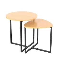 Set de 2 mesas auxiliares MOA Vinthera madera/negro