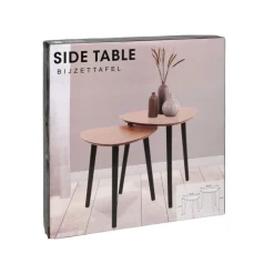 Set de 2 mesas de centro madera de pino natural/negro