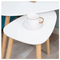 Set de 2 mesas nido auxiliares Homcom blanco/natural