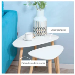 Set de 2 mesas nido auxiliares Homcom blanco/natural
