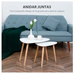 Set de 2 mesas nido auxiliares Homcom blanco/natural