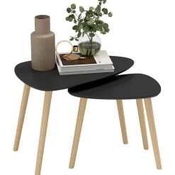 Set de 2 mesas nido Sol Homcom negro/natural