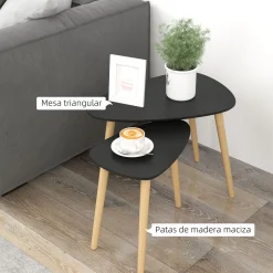 Set de 2 mesas nido Sol Homcom negro/natural