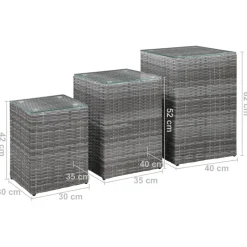 Set de 3 mesitas auxiliares de jardín Palermo ratán sintético