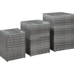 Set de 3 mesitas auxiliares de jardín Palermo ratán sintético