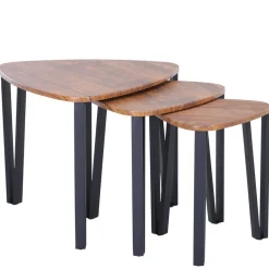 Set de 3 mesitas Homcom diseño nido madera/negro