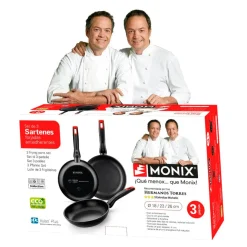 Set de 3 sartenes Monix M240000 Hermanos Torres negro Ø18/Ø22/Ø26 cm