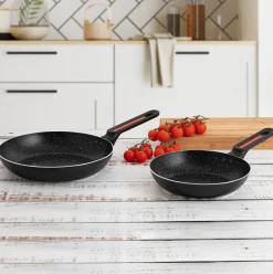 Set de 2 sartenes Tentación Quid aluminio prensado negro Ø20/Ø24 cm