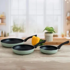 Set de 3 sartenes Tropic Quid aluminio estampado verde
