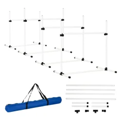 Set de entrenamiento PawHut para perros 4 piezas + bolsa de transporte blanco 95x95x65 cm