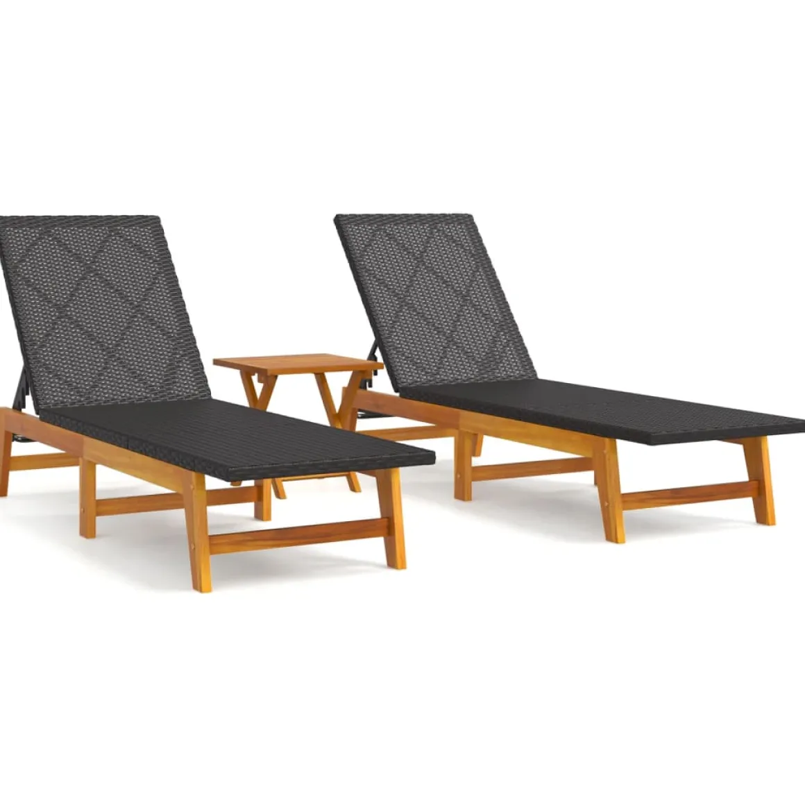 Set de jardín Prado 2 tumbonas + mesa auxiliar madera de acacia