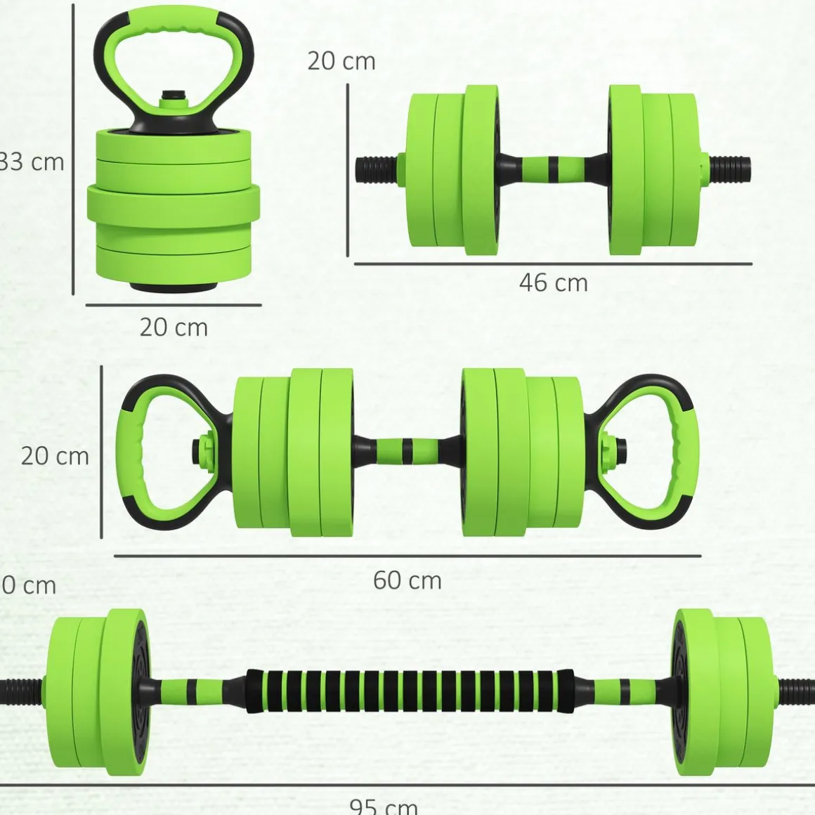 Set de mancuernas Bolu Sportnow 4 en 1 verde
