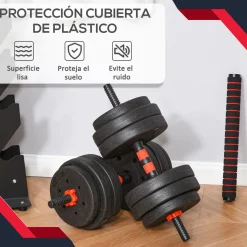 Set de mancuernas Homcom 2 en 1 25kg con barras negro