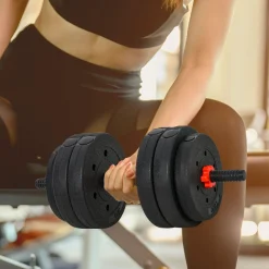 Set de mancuernas Homcom 2 en 1 25kg con barras negro