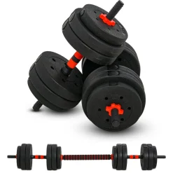 Set de mancuernas Homcom 2 en 1 25kg con barras negro