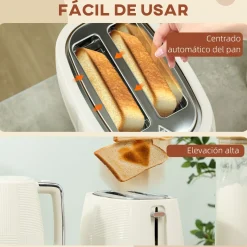 Set hervidor + tostador Homcom 2200W 1,7L 2 rebanadas crema