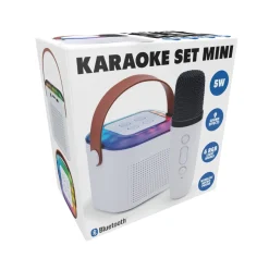 Set mini karaoke 5W micrófono + luces LED Bluetooth blanco