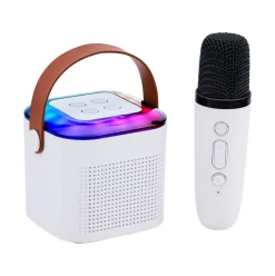 Set mini karaoke 5W micrófono + luces LED Bluetooth blanco