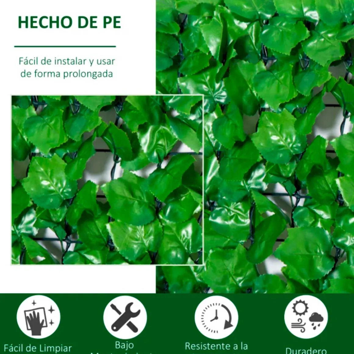 Seto artificial Outsunny en rollo verde claro 100x300 cm