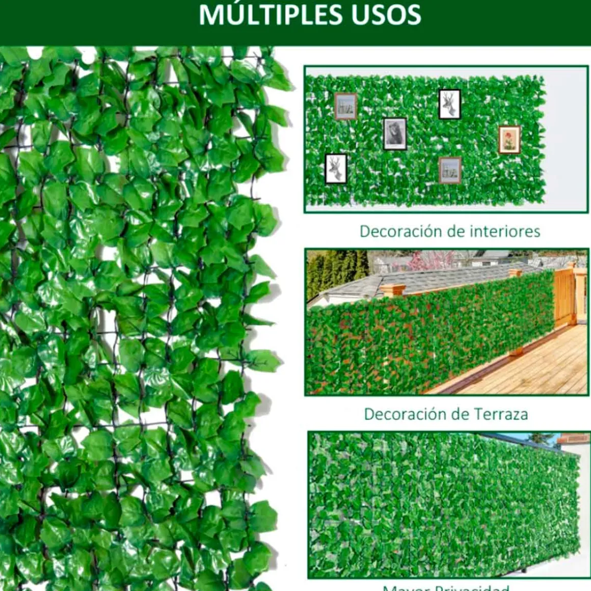 Seto artificial Outsunny en rollo verde claro 100x300 cm