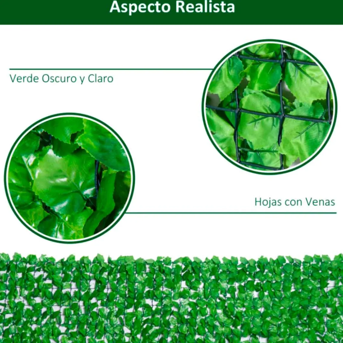 Seto artificial Outsunny en rollo verde claro 100x300 cm