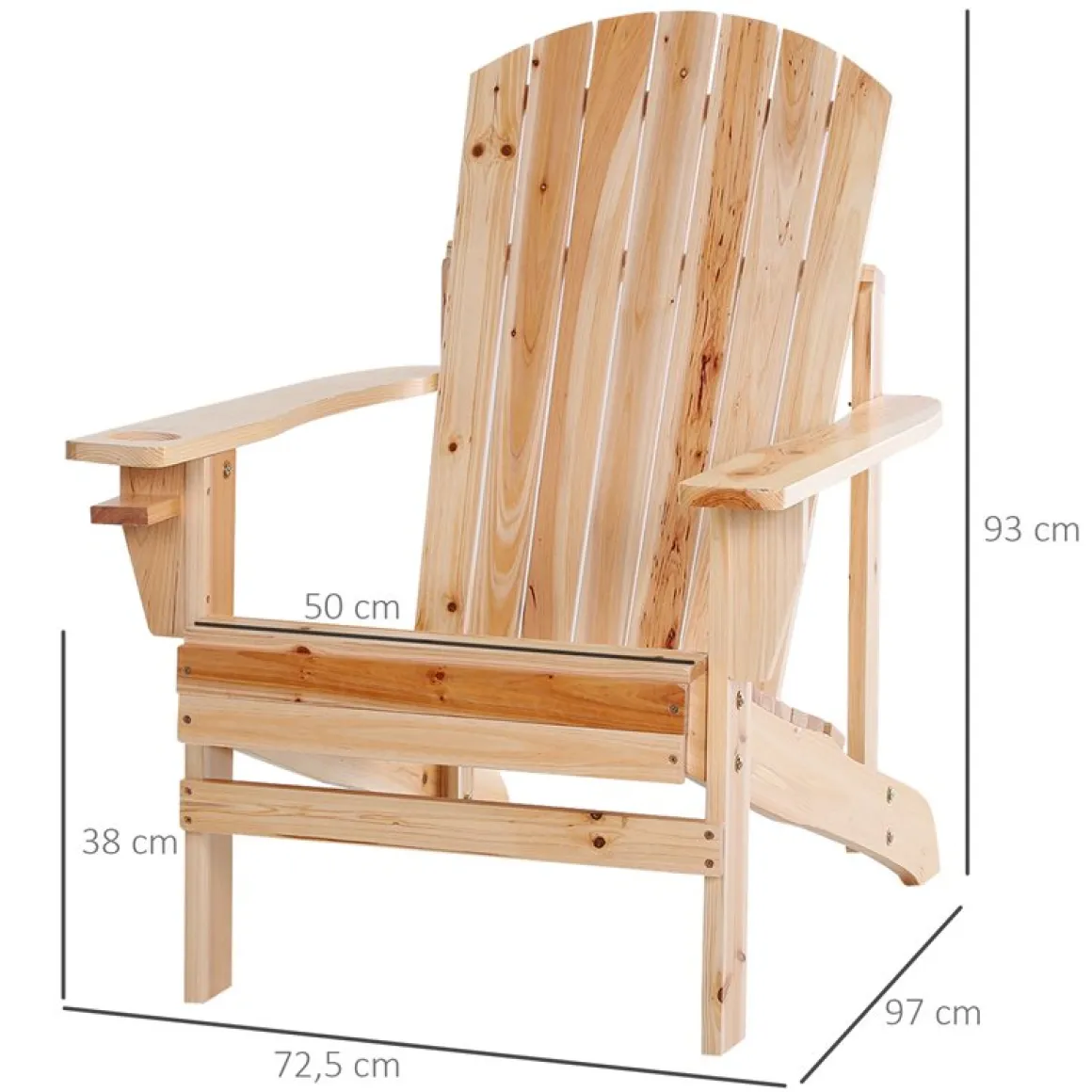 Silla Adirondack madera 93x72,5x97 cm