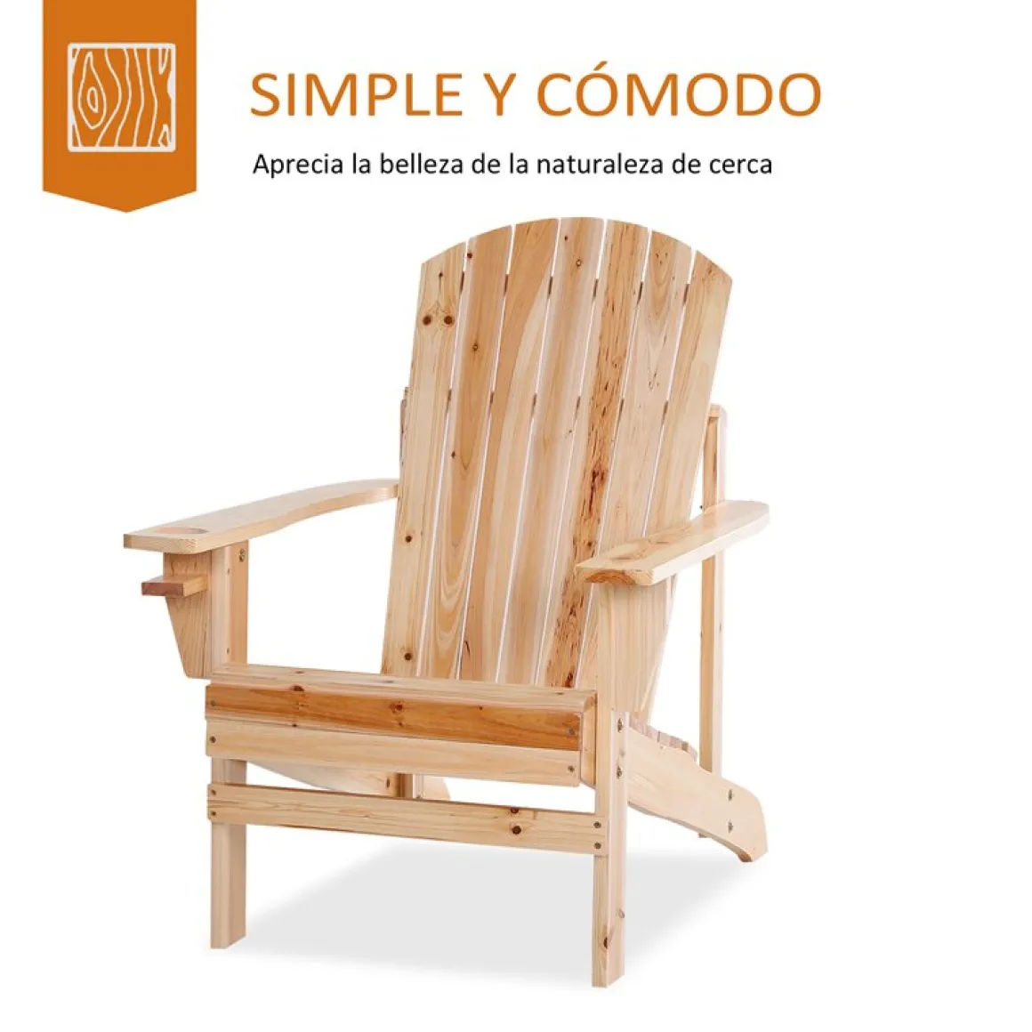 Silla Adirondack madera 93x72,5x97 cm