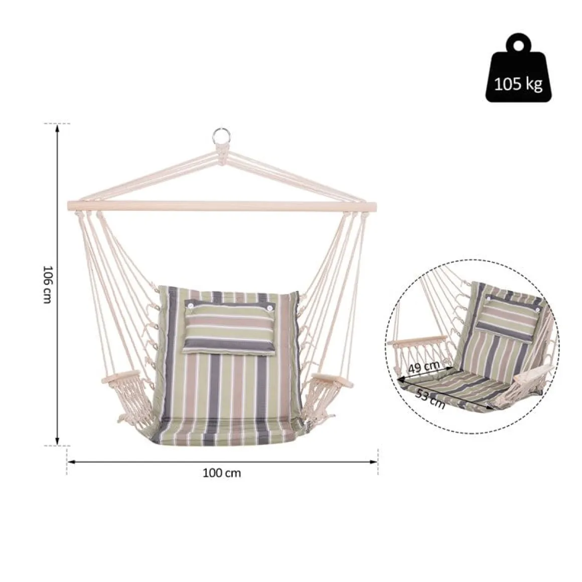 Silla colgante Outsunny 100x106 cm