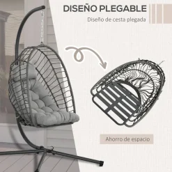 Silla colgante Passia Outsunny 2 cojines gris oscuro 194x100x131 cm