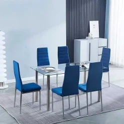Silla comedor Avatar velvet azul 98x41x52 cm