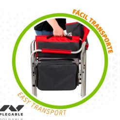 Silla de camping Aktive Camping con mesa y bolsa térmica negro/rojo 92,5x61x52 cm