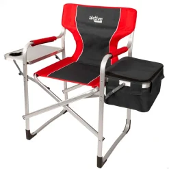 Silla de camping Aktive Camping con mesa y bolsa térmica negro/rojo 92,5x61x52 cm