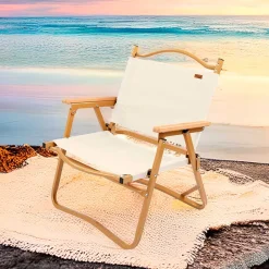 Silla de camping Aktive Camping plegable crema/ocre 62x41,5x47 cm