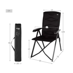Silla de camping Aktive reclinable negro 109x56x76 cm