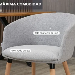 Silla de comedor Coimbra Homcom tapizada 72X57X56 cm